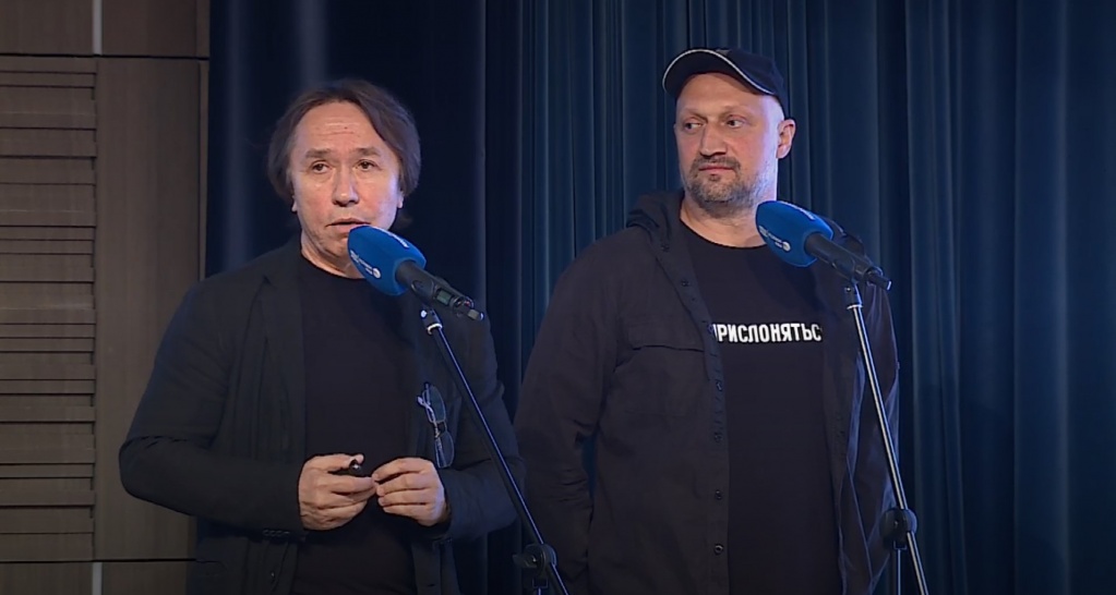 Ренат Давлетьяров и Гоша Куценко на питчинге Фонда кино 8 сентября 2020 года